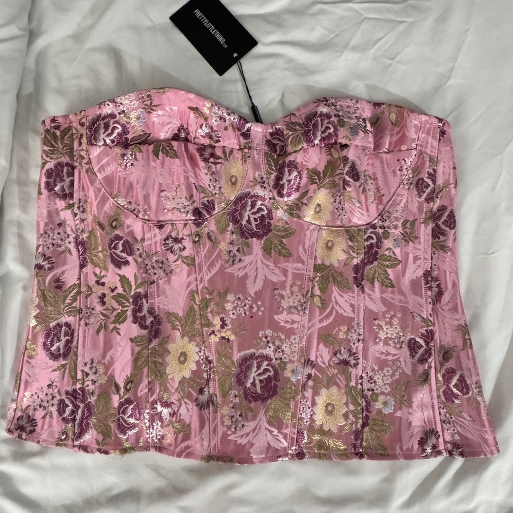 Pink Floral Bustier Top